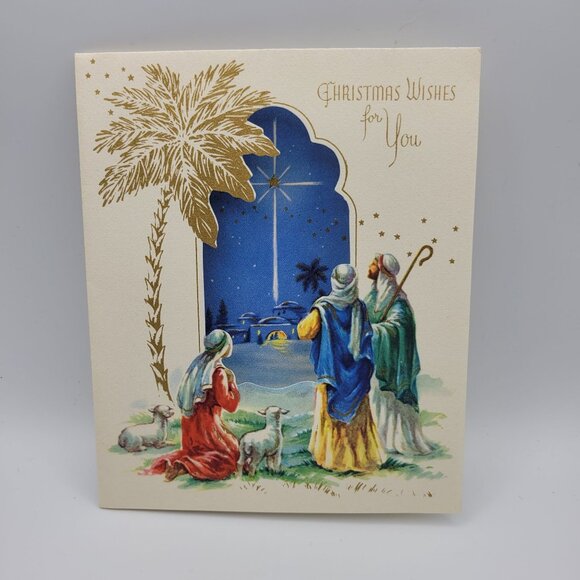 Vintage Christmas Greeting Card With Nativity Scene - Picture 1 of 7